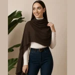 Chocolate Brown Chiffon Neck Wrap Scarf for Women - Image 3