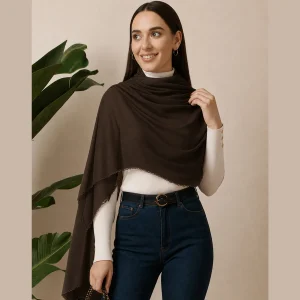 Chocolate Brown Chiffon Neck Wrap Scarf for Women - Image 3