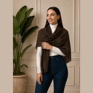 Chocolate Brown Chiffon Neck Wrap Scarf for Women - Image 4