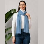 Women's Light Gray Solid Chiffon Scarf Fashion Neck Wrap - Image 2