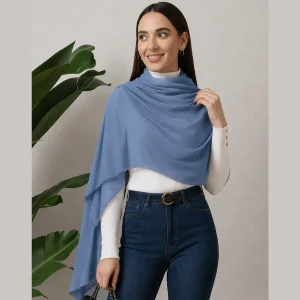 Women's Light Gray Solid Chiffon Scarf Fashion Neck Wrap - Image 3