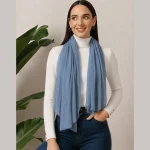 Women's Light Gray Solid Chiffon Scarf Fashion Neck Wrap - Image 4