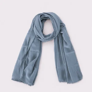 Women's Light Gray Solid Chiffon Scarf Fashion Neck Wrap - Image 7