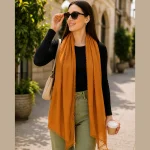 Women's Mustard Gold Chiffon Lightweight Scarf - Image 3