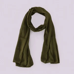 Women's Olive Green Lightweight Chiffon Wrap Scarf - Image 5