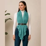 Women's Turquoise Chiffon Wrap Dupatta Lightweight Scarf - Image 3