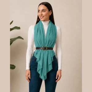 Women's Turquoise Chiffon Wrap Dupatta Lightweight Scarf - Image 3