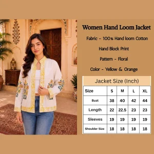 Hand Block Print Handloom Cotton Jacket Gift For Women's - Image 7