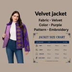 Handcrafted Beige Velvet Floral Embroidery Jacket for Women - Image 5