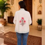 Handloom Cotton Hand Block Print Floral Open Front Jacket - Image 7