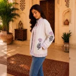 Indian Floral Hand Block Print Front Open Handloom Cotton Jacket - Image 5