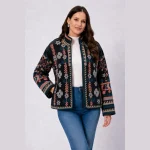 Luxury Black Velvet Embroidered Open Front Jacket - Image 4