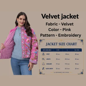 Luxury Pink Velvet Embroidered Open Front Jacket - Image 5