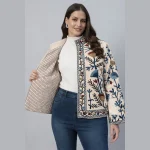 Vintage Style Beige Velvet Embroidered Jacket Gift For Women's