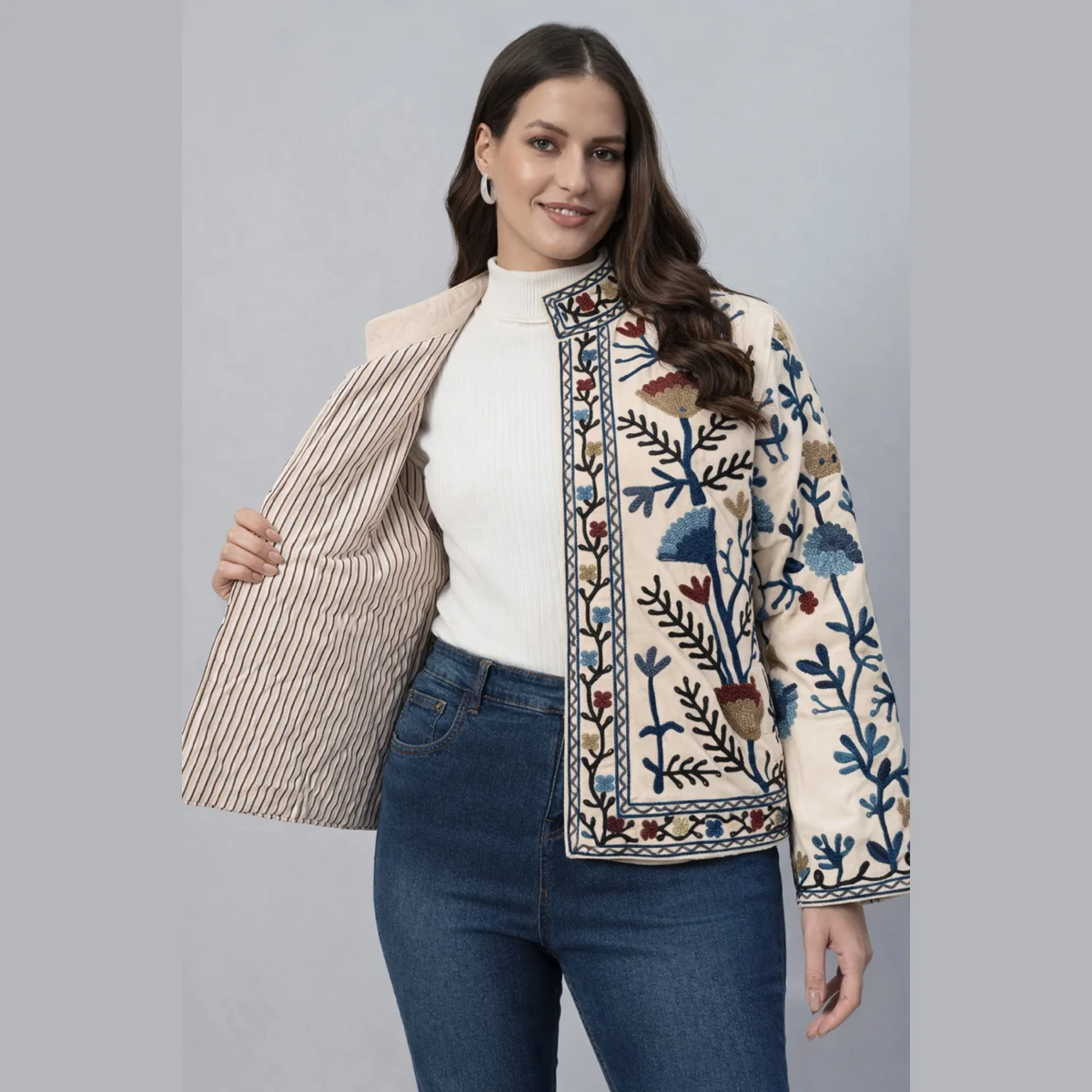 vintage-style-beige-velvet-embroidered-jacket-gift-for-womens SVJ-5 (3) Vintage Style Beige Velvet Embroidered Jacket Gift For Women's - Image 1