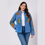 Women's Ethnic Winter Wear Gray Velvet Embroidery Jacket - Image 3