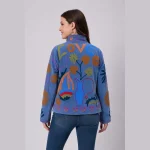 Women's Ethnic Winter Wear Gray Velvet Embroidery Jacket - Image 5