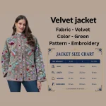 Women's Floral Embroidered Velvet Jacket Gray Color - Image 5