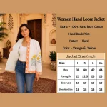 Women's Handloom Cotton Floral Jacket, Hand Block Print Coat - Image 9