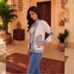 Women's Handloom Cotton Jacket Boho Outerwear Hand Black Print Coat - Image 5
