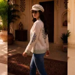 Women's Handloom Cotton Jacket, Green & Blue Floral Hand Block Print Jacket - Image 7