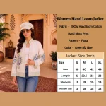 Women's Handloom Cotton Jacket, Green & Blue Floral Hand Block Print Jacket - Image 9