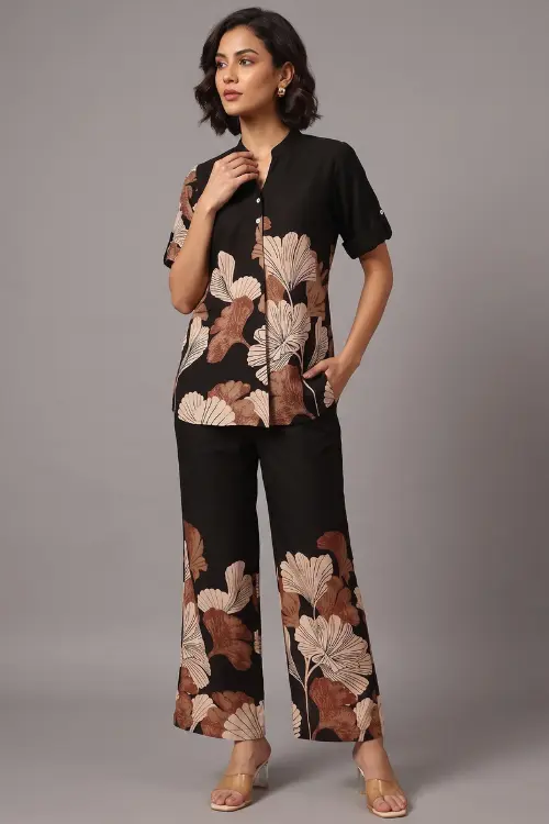black floral print co-ord set