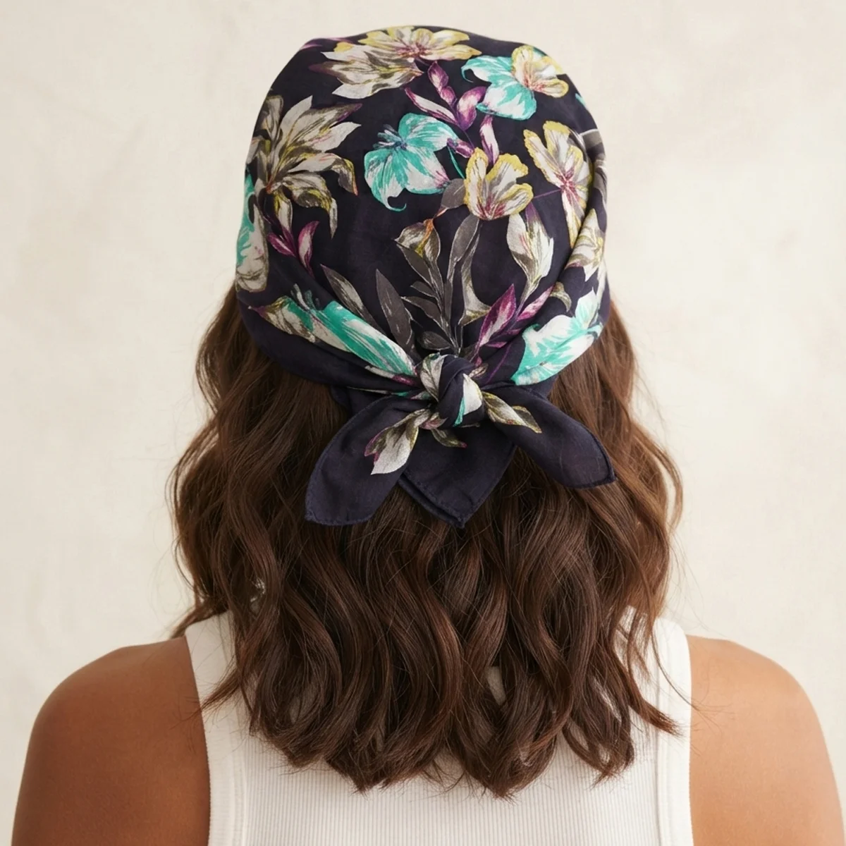 100-cotton-bandana-blue-abstract-floral-print-scarf BCS-29 (1) 100% Cotton Bandana Blue Abstract Floral Print Scarf - Image 1