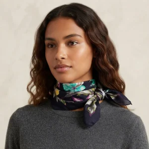 100% Cotton Bandana Blue Abstract Floral Print Scarf - Image 4