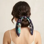 100% Cotton Bandana Blue Abstract Floral Print Scarf - Image 2