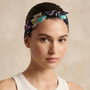 100% Cotton Bandana Blue Abstract Floral Print Scarf - Image 7