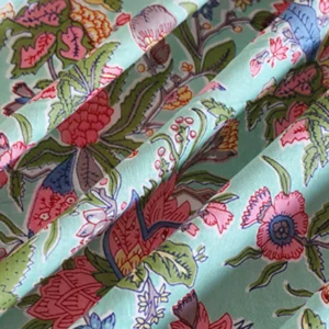 100% Cotton Fabric White Pink Botanical Flower Print Sewing Cloth - Image 3