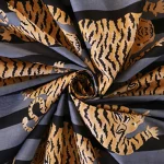 2.5 Yard Sanganeri Tiger Print Cotton Fabric Grey Black Stripe - Image 4