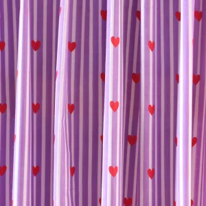 3 Yard Pure Cotton Fabric Handmade Purple Stripe & Hart Print - Image 3