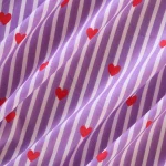 3 Yard Pure Cotton Fabric Handmade Purple Stripe & Hart Print - Image 2
