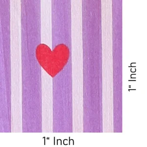 3 Yard Pure Cotton Fabric Handmade Purple Stripe & Hart Print - Image 4