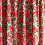5 Yard Cotton Fabric Green Red Floral Lotus Pattern - Image 2