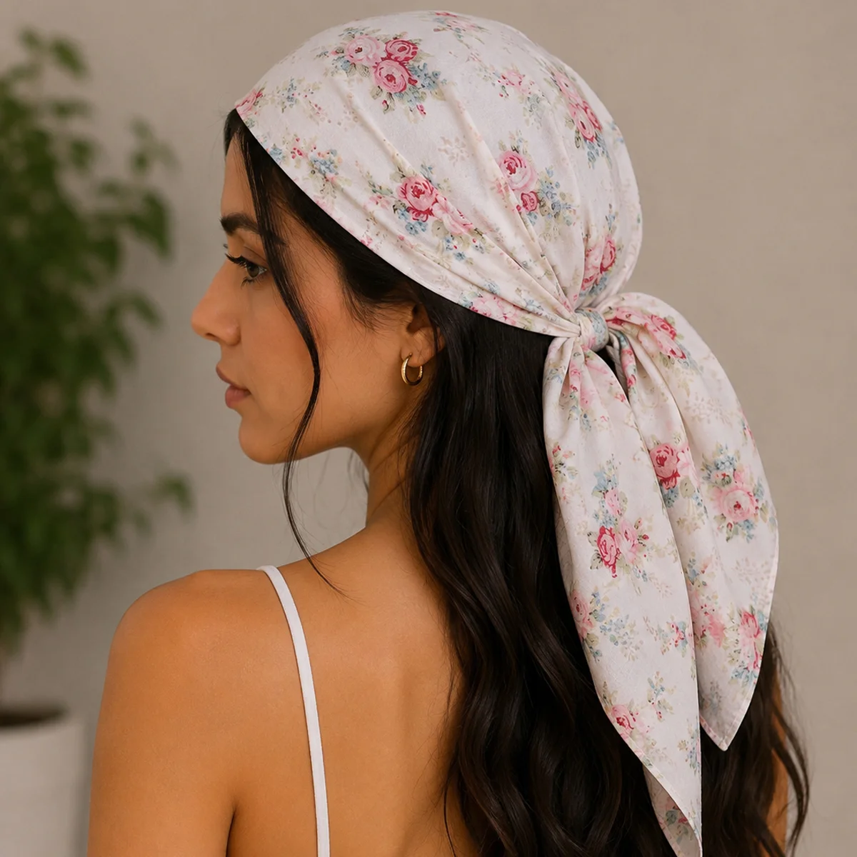 beautiful-floral-print-cotton-bandana-hair-neck-wrap BCS-25 (1) Beautiful Floral Print Cotton Bandana – Hair & Neck Wrap - Image 1