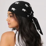 Black Elephant Print 100% Cotton Bandana (21" x 21")