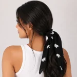 Black Elephant Print 100% Cotton Bandana (21" x 21") - Image 2