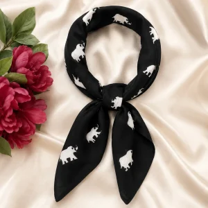 Black Elephant Print 100% Cotton Bandana (21" x 21") - Image 8