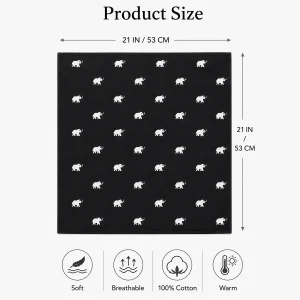Black Elephant Print 100% Cotton Bandana (21" x 21") - Image 9