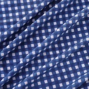 Blue Check Print Sewing Dressmaking Cotton Fabric - Image 3