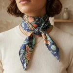 Blue Floral Print Hair & Neck Wrap Cotton Bandana - Image 2