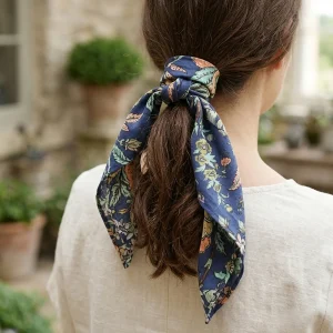 Blue Floral Print Hair & Neck Wrap Cotton Bandana - Image 4