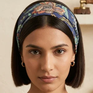 Blue Floral Print Hair & Neck Wrap Cotton Bandana - Image 7