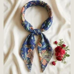 Blue Floral Print Hair & Neck Wrap Cotton Bandana - Image 8