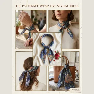 Blue Floral Print Hair & Neck Wrap Cotton Bandana - Image 9