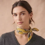 Cat Cotton Bandana 21" Mustard Yellow Square Hair Scarf - Image 3