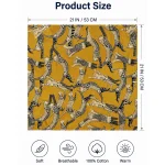 Cat Cotton Bandana 21" Mustard Yellow Square Hair Scarf - Image 9